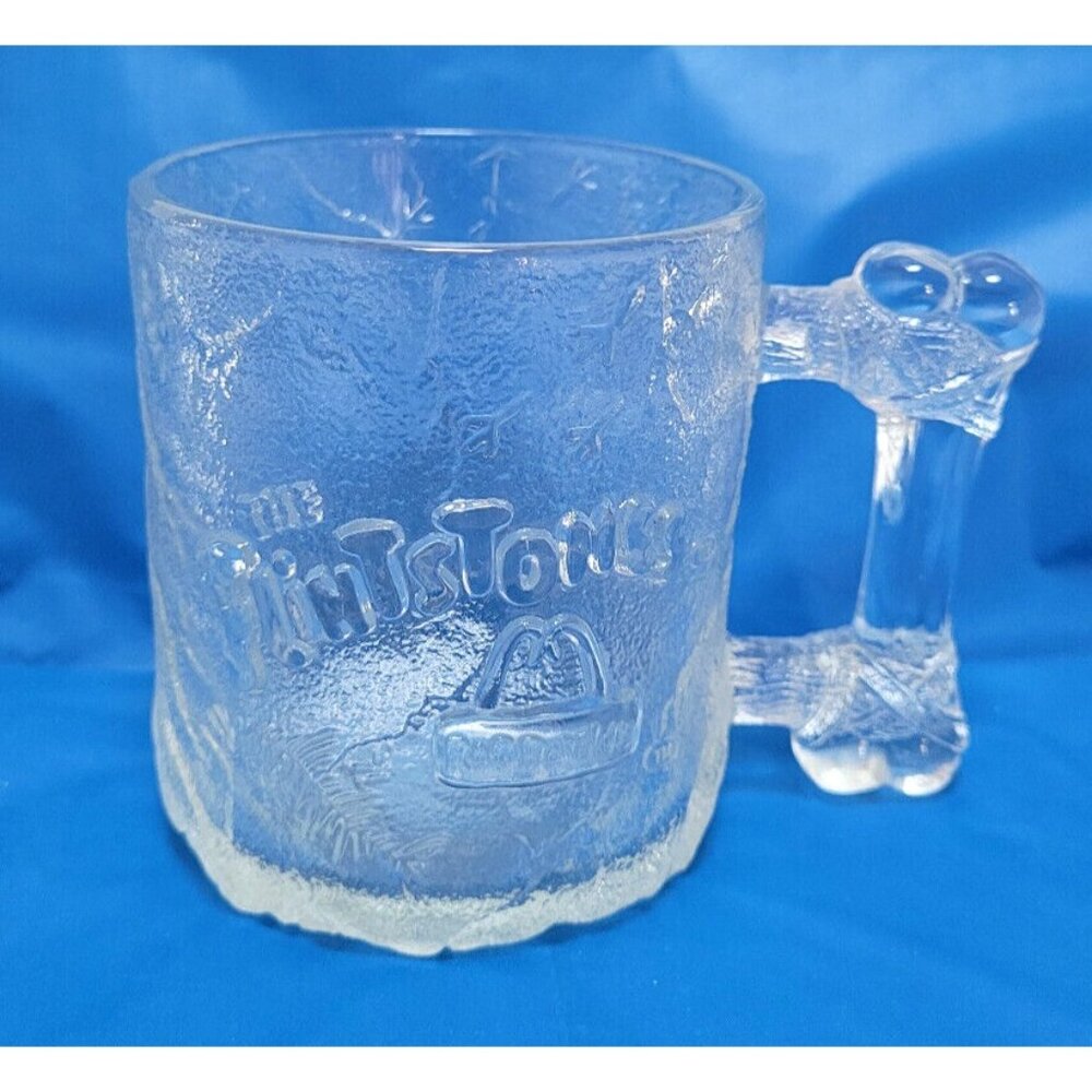 Vintage 1993 McDonald's RocDonald's Flintstones PRE DAWN MUG Glass Coffee Cup